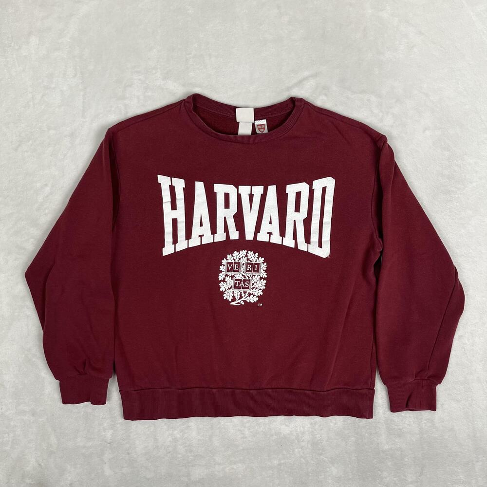 Harvard Crimson Sweatshirt Womens Medium Red NCAA College H&M Crewneck Pullover
